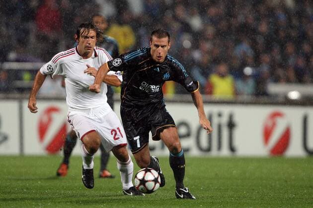 Benoit Cheyrou (Marseille, R) et Andrea Pirlo (Milan AC) -  o0 Olympique OM Mailand