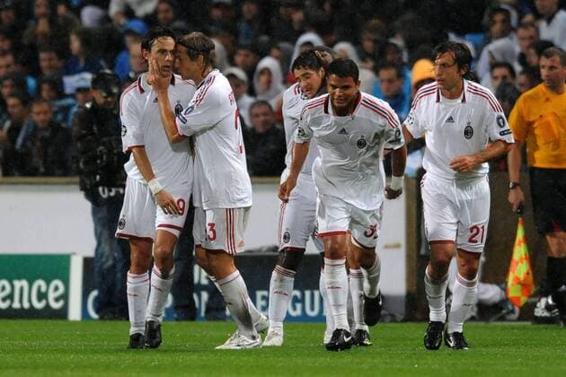 Jubel Filippo Inzaghi (AC Milan, L)  o0 Freude OM Olympique Mailand