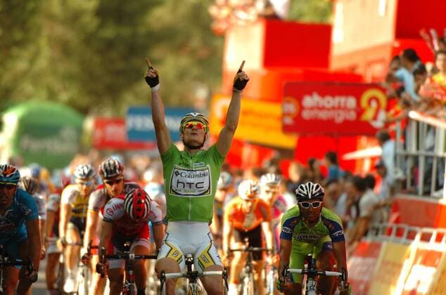 Andre Greipel (Deutschland Columbia High Road) gewinnt die 16. Etappe der Vuelta a Espana 2009 -  o0 Etappensieg, Etappensieger, Ziel, Jubel