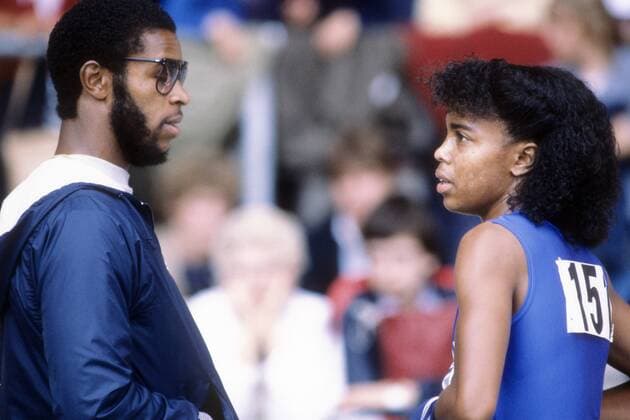 Evelyn Ashford (USA) mit Ehemann John Leichtathletik Damen Leichtathletik 1983 Gruppe