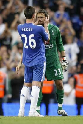 FC Chelsea London s John Terry (L) consoles Tottenham s Carlo Cudicini EDITORIAL USE ONLY. No use with unauthorised audio, video, data, fixture lists, club league logos or live services. Online in-match use limited to 120 images, no video emulation. No use in betting, games or single club league player publications. o0 Hotspur, Hotspurs, Spurs