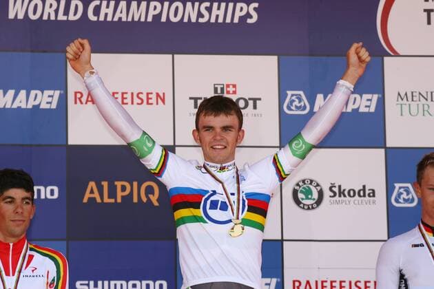 Radweltmeisterschaft 2009 Einzelzeitfahren U 23, Mendrisio, Weltmeister Jack Bobridge Australien o0 U23 Rad Freude Jubel o00 Zeitfahren Einzelzeitfahren 