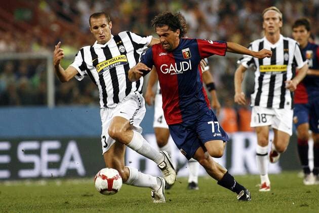 Giorgio Chiellini (Juventus Turin, Juve, li.), Omar Milanetto (FC Genoa 1893, CFC) - 