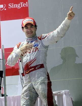 Timo Glock (Deutschland Toyota) - Zweiter beim Großen Preis von Singapur 2009 o0 Jubel, Freude, Einzelbild