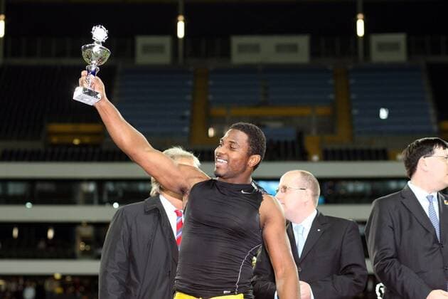 MVP David McCants (Berlin Adler) - German Bowl XXXI o0 Auszeichnung, Spielerauszeichnung, Ehrung, Spielerehrung, Most Valuable Player, Bester Spieler o00 GFL 1 BL