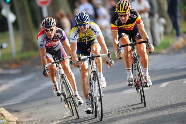 Philippe Gilbert (Silence Lotto, L), Tom Boonen (Quick Step, R) und Borut Bozic (Vacansolei) - 