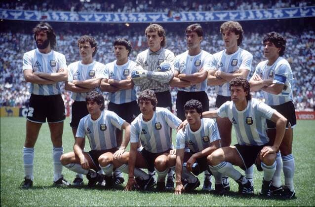 Argentina Team group. Diego Maradona (top right).  o0 Totale