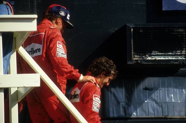Niki Lauda (Österreich, li.) und Alain Prost (Frankreich beide McLaren Tag Porsche) Motorsport Grand Prix Herren Formel 1 WM 1984, F1, F, GP Gruppe Aufnahmedatum geschätzt