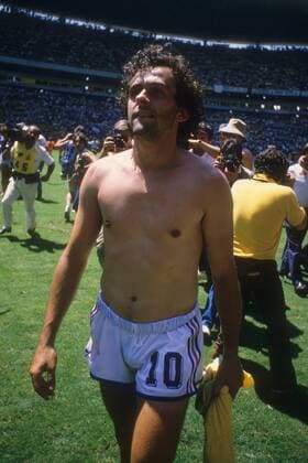 Michel Platini (Frankreich) - Abgang Fußball WM Herren WM 1986, Länderspiel, Nationalteam Einzelbild Guadalajara Enttäuschung,