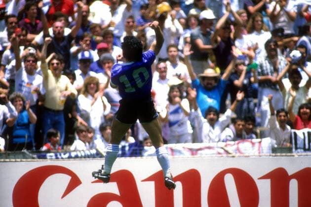 Torschütze Diego Armando Maradona (Argentinien) jubelt Fußball WM Herren WM 1986, Länderspiel, Nationalteam, Nationaltrikot Totale Mexiko City Freude, Begeisterung,
