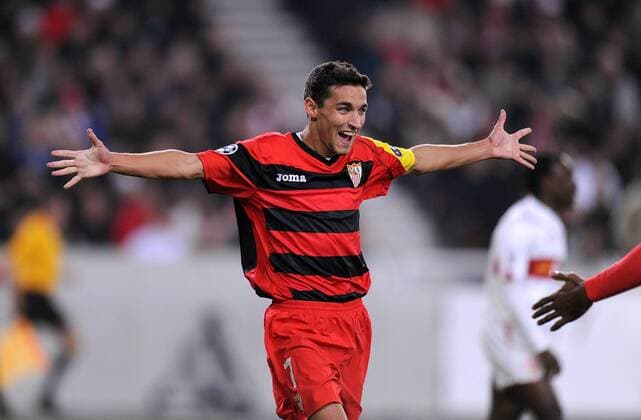 Jesus Navas (FC Sevilla ) - Torjubel -  o0 Jubel, Freude, Einzelbild