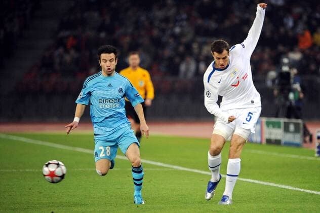 Mathieu Valbuena (Olympique de Marseille, li.) und Xavier Margairaz (FC Zürich).  o0 OM