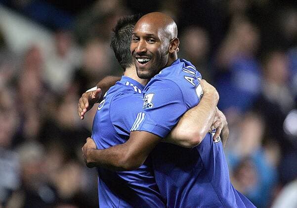 Frank Lampard (L) celebrates with Nicolas Anelka of Chelsea - Chelsea FC London EDITORIAL USE ONLY. No use with unauthorised audio, video, data, fixture lists, club league logos or live services. Online in-match use limited to 120 images, no video emulation. No use in betting, games or single club league player publications. o0 Jubel Freude