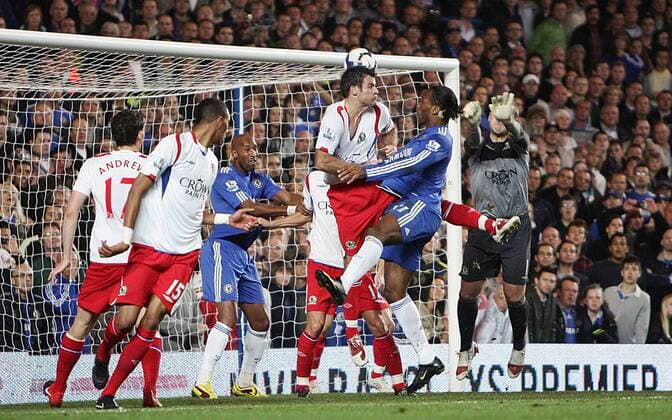 Didier Drogba of Chelsea FC London scores vs Blackburn Rovers EDITORIAL USE ONLY. No use with unauthorised audio, video, data, fixture lists, club league logos or live services. Online in-match use limited to 120 images, no video emulation. No use in betting, games or single club league player publications. o0 Tor