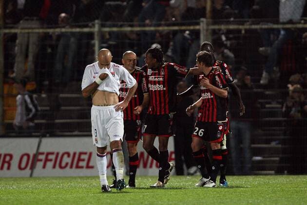 Torjubel OGC Nice, Cris (Olympique Lyonnais, li.) is enttäuscht - PANxEddyxLEMAISTREx  o0 Lyon, OL, OGC Nice, Nizza, Olympique Lyonnais, Freud und Leid, Jubel, Freude