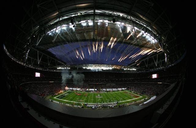 A fish eye view of Wembley stadium which will host an NFL game at Wembley stadium in London on Sunday October 25 2009. (  LON2009102515 o0 Sportstätte, England, Stadion, Totale, fisheye