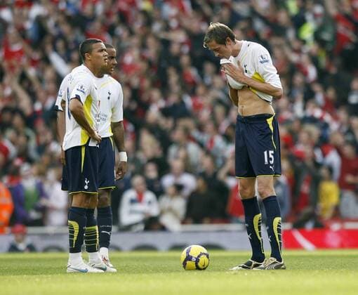 Tottenham s Jermaine Jenas and Peter Crouch look on dejected --Tottenham Hotspur 31st October, 2009 EDITORIAL USE ONLY. No use with unauthorised audio, video, data, fixture lists, club league logos or live services. Online in-match use limited to 120 images, no video emulation. No use in betting, games or single club league player publications.