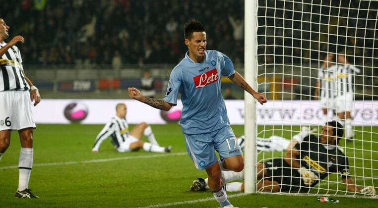 Marek Hamsik (SSC Neapel) jubelt nach Torerfolg gegen Juventus Turin  o0 Jubel Freude o0 Juve