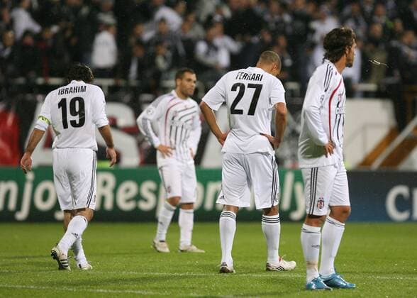 Besiktas Istanbul - Ibrahim Uzulmez, Matteo Ferrari and Ibrahim Kas (R) of Besiktas. 