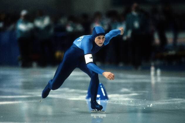 Christa Luding Rothenburger (DDR) Eisschnellauf OS Winter Damen Olympische Winterspiele Calgary 1988, Spiele, 1500m Einzelbild Calgary Dynamik,