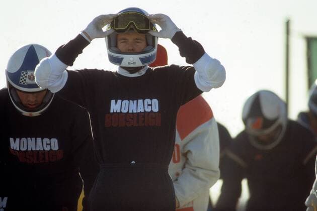 Prinz Albert von Monaco geht bei den Olympischen Spielen 1988 im Zweierbob an den Start Bobsport OS Winter Herren Olympische Spiele Calgary 1988, Winterspiele, Zweier Bob, Zweierbob Gruppe Calgary