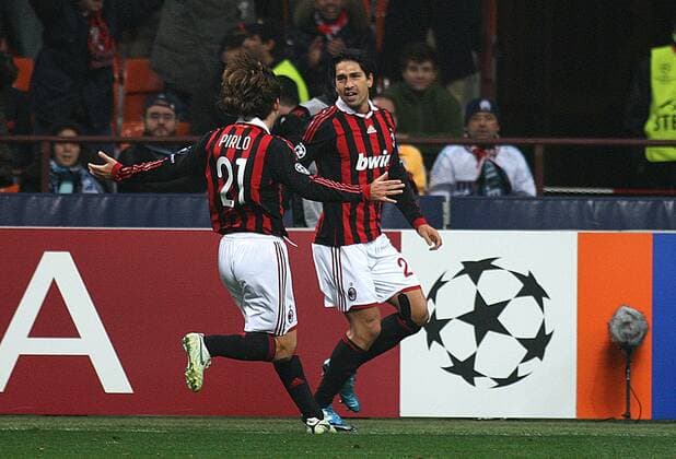 MARCO BORRIELLO (re.) und Andrea Pirlo (beide AC Mailand) - Torjubel o0 Jubel, Freude
