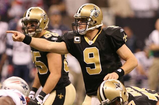 Nov. 30, 2009 - New Orleans, LA, United States - November 30, 2009: Drew Brees 9 of the New Orleans Saints against the New England Patriots during a game in the Louisiana Superdome in New Orleans, LA. - ZUMAck1