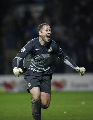 Blackburn s Torwart Paul Robinson celebrates after saving 2 penalties - Blackburn Rovers - FC Chelsea London, EDITORIAL USE ONLY. No use with unauthorised audio, video, data, fixture lists, club league logos or live services. Online in-match use limited to 120 images, no video emulation. No use in betting, games or single club league player publications. o0 Jubel, Freude