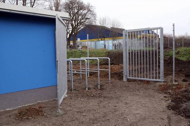 Stadion an der Gellertstraße in Chemnitz: Neuer, im Bau befindlicher Haupteingang zum Stadion des Chemnitzer FC o0 Stadion, Fußballstadion, Bau bauen Bauarbeiten Baustelle Eingang Umbau umbauarbeiten Stadionumbau