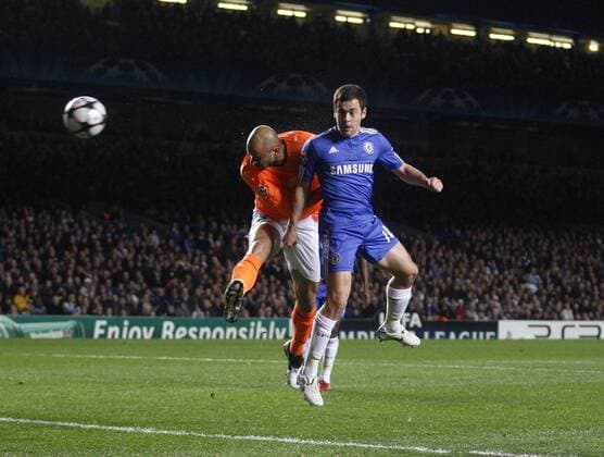 FC Chelsea London s Joe Cole (R) sees his headed goal disallowed UEFA Champions League Group D Chelsea v Appoel Nicosia 8th December, 2009 - EDITORIAL USE ONLY. No use with unauthorised audio, video, data, fixture lists, club league logos or live services. Online in-match use limited to 120 images, no video emulation. No use in betting, games or single club league player publications.