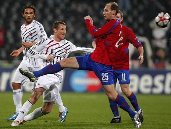 Besiktas Istanbul - CSKA Moscow; Micheal Fink (L) of Besiktas and Elvir Rahimic (R) of CSKA Moscow. 