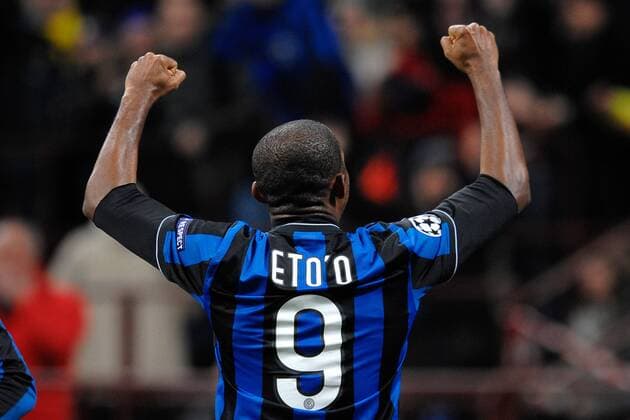 SAMUEL ETO O ESULTANZA DOPO IL GOL ; Inter Mailand (blau) - Rubin Kazan (grün) - ANDREAXSTACCIOLI o0 Etoo, Jubel, Freude
