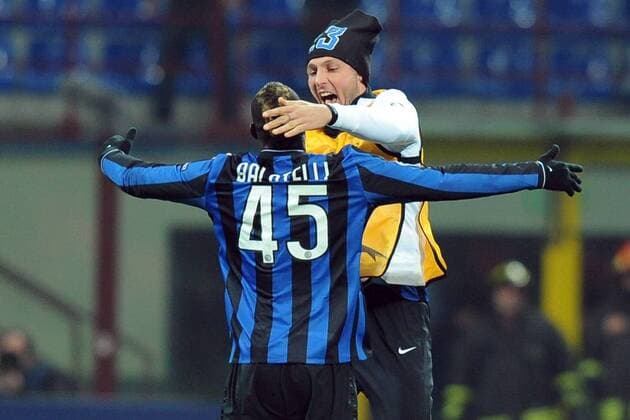 Inter Mailand - FC Rubin Kazan; Mario Balotelli (vorn)  o0 Jubel, Freude