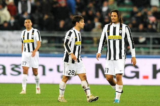 Juventus Turin: Diego (Mitte), Amauri (re.) und David Trezeguet  o0 Enttäuschung