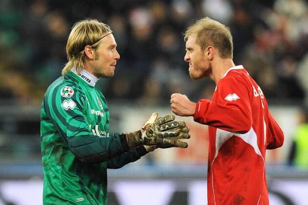AS Bari: Jubel Torwart Jean Francois Gillet und Andrea Masiello  o0 Freude