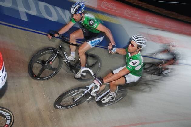 59.Zuercher Sechstagerennen Bild : Christian Bach (li.) und Danilo Hondo (beide Deutschland ) 20 Dez. 2009 o0 wechseln, Wechsel, o00 Dynamik 