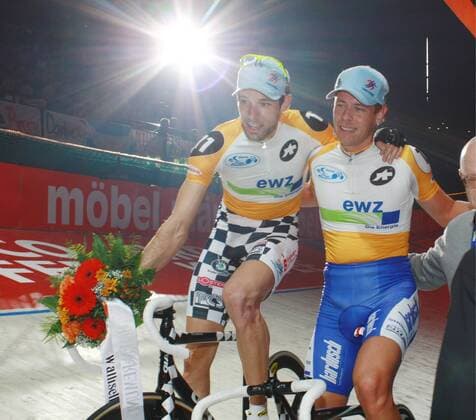 59.Zuercher Sechstagerennen Bild : Christian Grasmann (li.) Leif Lampater (beide Deutschland) 