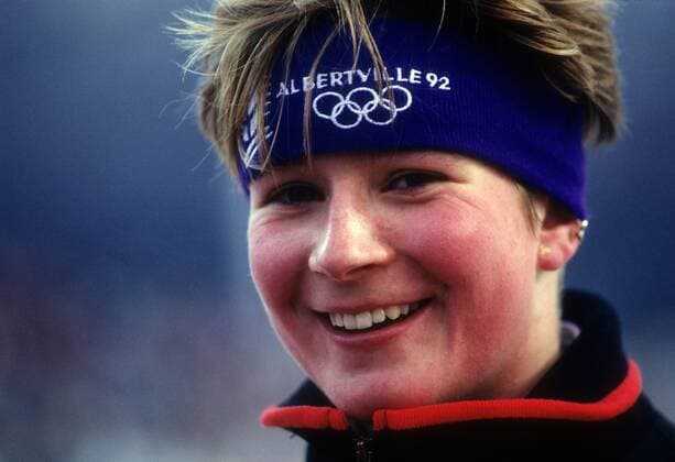 Claudia Pechstein (Deutschland) Eisschnellauf OS Winter Damen Olympische Spiele 1992, Winterspiele, Porträt Albertville Freude,