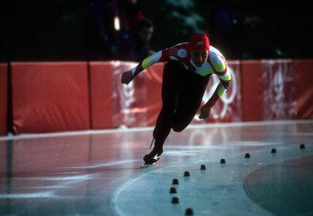 Christa Luding (Deutschland) Eisschnellauf OS Winter Damen Olympische Spiele 1992, Winterspiele, Einzelbild Albertville Dynamik,