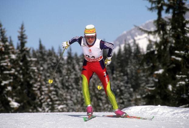 OLYMPIC LEGENDS: Larissa Lasutina Larissa Lasutina (GUS) Nordischer Skilauf OS Winter Damen Olympische Spiele Albertville 1992, Winterspiele, Ski Nordisch, Skisport, Langlauf Einzelbild Aufnahmedatum geschätzt Les Saisies