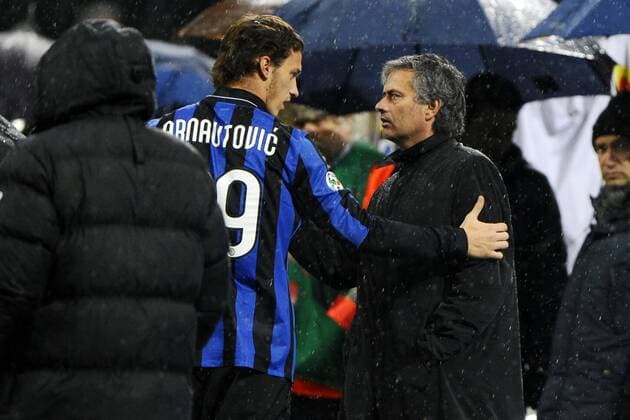 Gc Milano 09 01 2010 - Serie A Inter Mailand (blau) - AC Siena (weiß) Marko Arnautovic (L) - Trainer Jose Mourinho (Inter Mailand) --- 