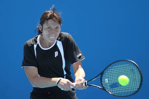Yvonne Meusburger, AUT, in the first round of 2010 Tennis Australian Open in Melbourne, 18 01 2010 -