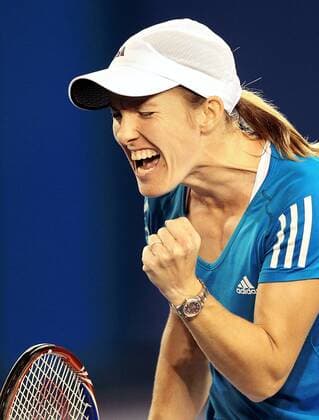 TENNIS - WTA, Australian Open 2010 MELBOURNE,AUSTRALIEN,20.JAN.10 - TENNIS - WTA, Grand Slam, Australian Open 2010. Bild zeigt den Jubel von Justine Henin (BEL). 