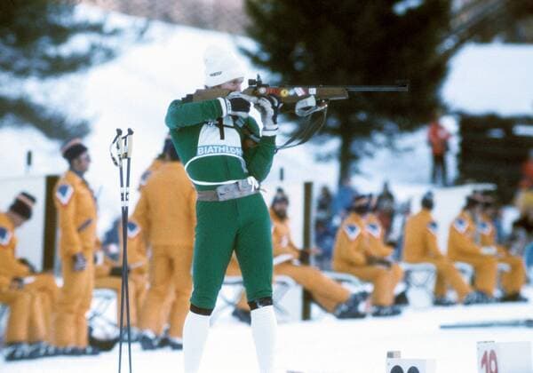 Alois Kanamüller (BR Deutschland) Biathlon OS Winter Herren Olympische Spiele Innsbruck 1976, Winterspiele Einzelbild Seefeld