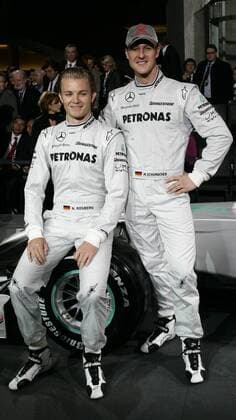 Motorsport: Formel 1, , Nico Rosberg ( GER, Mercedes GP l. ) , Michael Schumacher ( GER, Mercedes GP ) xHOCHxZWEIx xJuergenxTapx Stuttgart