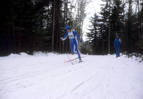 Ulrich Wehling (DDR) Nordische Kombination OS Winter Herren Olympische Spiele 1980, Winterspiele, Ski Nordisch, Skisport, Langlauf Einzelbild Lake Placid