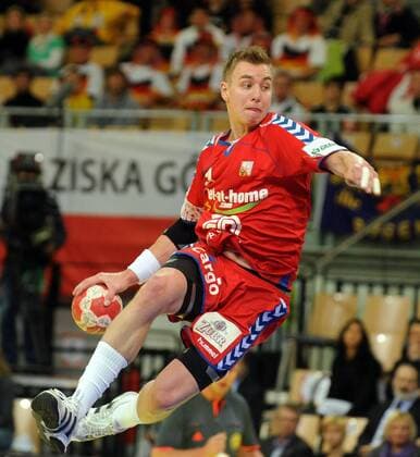 Innsbruck, Olympiahalle, 28.1.2010 Männerhandball - Europameisterschaft 2010 Hauptrunde II Deutschland - Tschechien 26-26 Filip Jicha, CZE