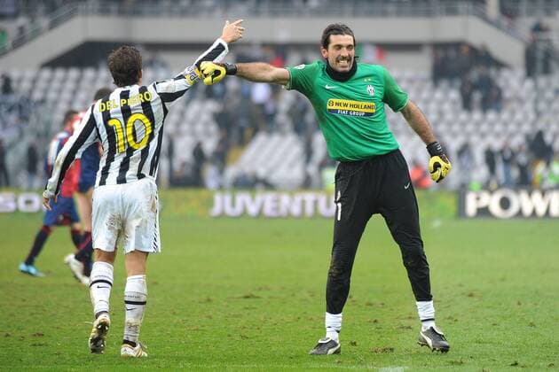 Ga Torino 14 02 2010 - Juventus Turin vs. Genoa CFC Gianluigi Buffon (Turin, re.)-Alessandro Del Piero  o0 Jubel, Freude,
