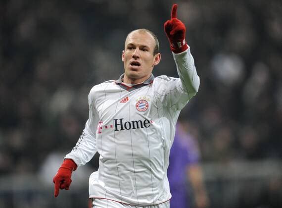 17.02.2010, Fussball, Saison 2009 2010, Champions League, Achtelfinale, FC BAYERN MÜNCHEN - AC FLORENZ Saison 2009 2010, Jubel Arjen Robben (Bayern München)