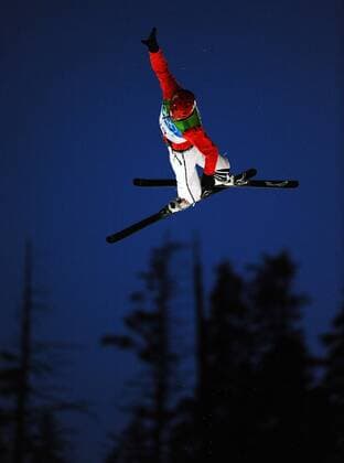 Christian Haechler of Switzerland makes a jump during men s freestyle skiing aerials qualifications on Cypress Mountain, Canada, during the 2010 Winter Olympics on February 22, 2010.  OLY2010022216